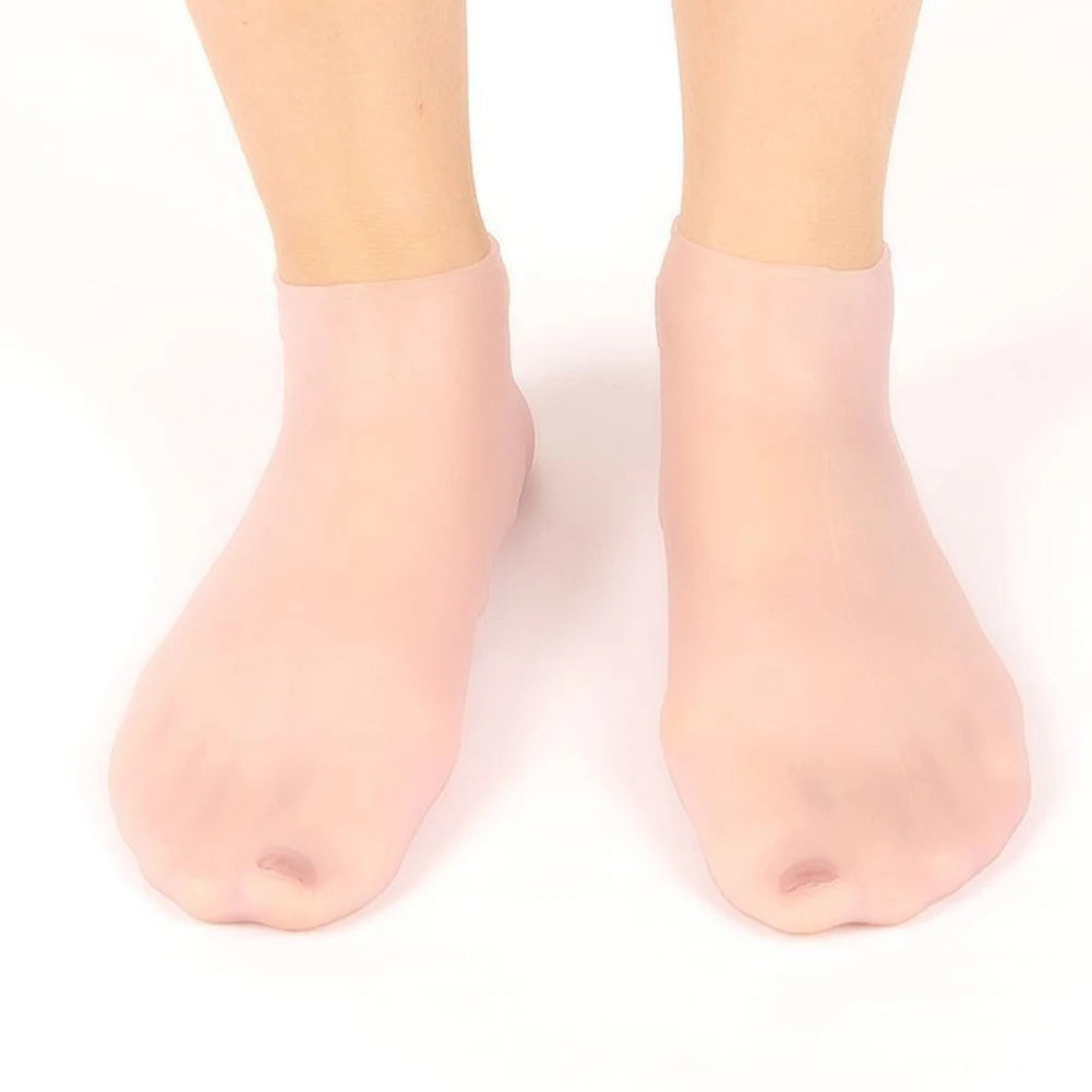 1Pair Silicone Moisturizing Socks Anti Cracking Silicone Exfoliating Socks Anti-Slip Foot Care Tools