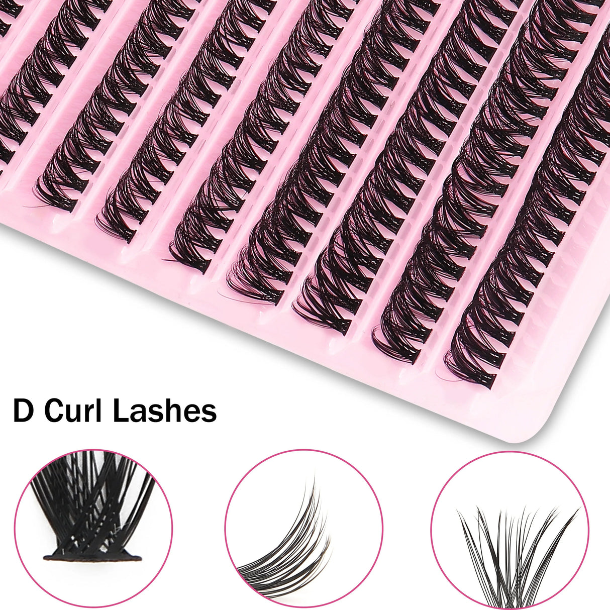 40D Thickness, Mixed Length 8-16mm, D Curl Natural & Anime Look, Reusable Individual Lash Clusters, Lightweight 3D Mink Effect.