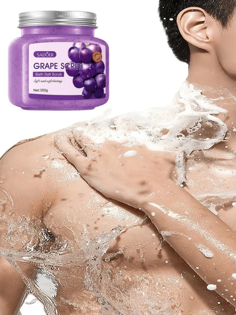 Grape Bath Salt Scrub 350g, Exfoliating, Moisturizing, and Smoothing, Facial and Body Scrub, Hypoallergenic, Physical Exfoliation, Can Be Used on Legs, Knees, Feet, Arms, Hands, and the Entire Body, a Great Gift for Family an