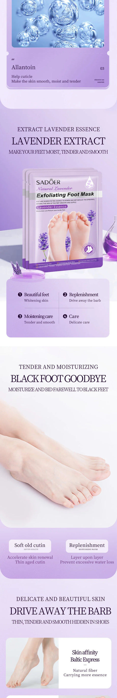 SADOER Exfoliating Feet Mask Exfoliating Foot Peel Mask Socks Pedicure Peeling Dead Skin Remover Feet Mask Peel Moisturizing