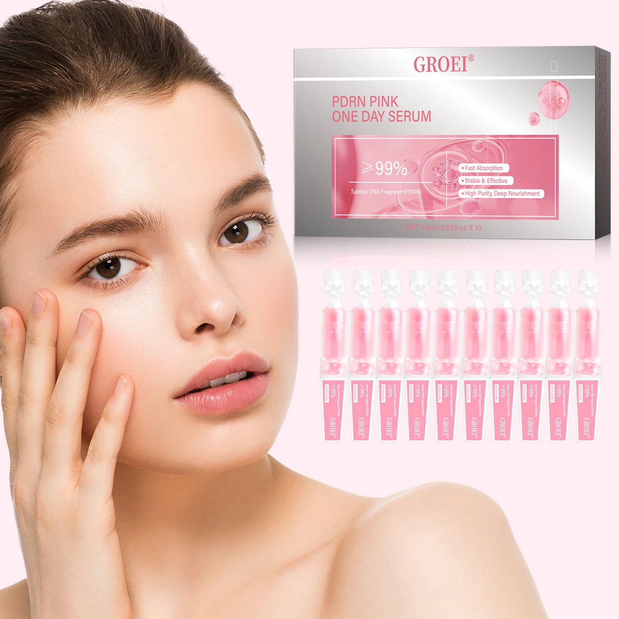 10pcs/Box PDRN Serum Moisturizing Repairs Brightens Reduces Sagging Skin Care Essence Benefits Anti Aging Facial Treatment