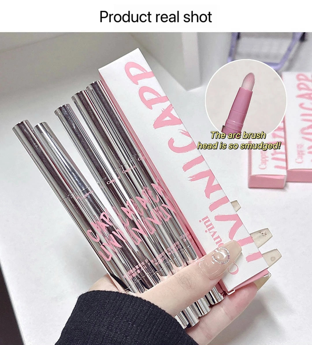 Lip Shadow Liner Pen Matte Lipstick Base Silver Tube Waterproof Lasting Lip Contouring Non-stick Cup Lipliner Pencil With Brush