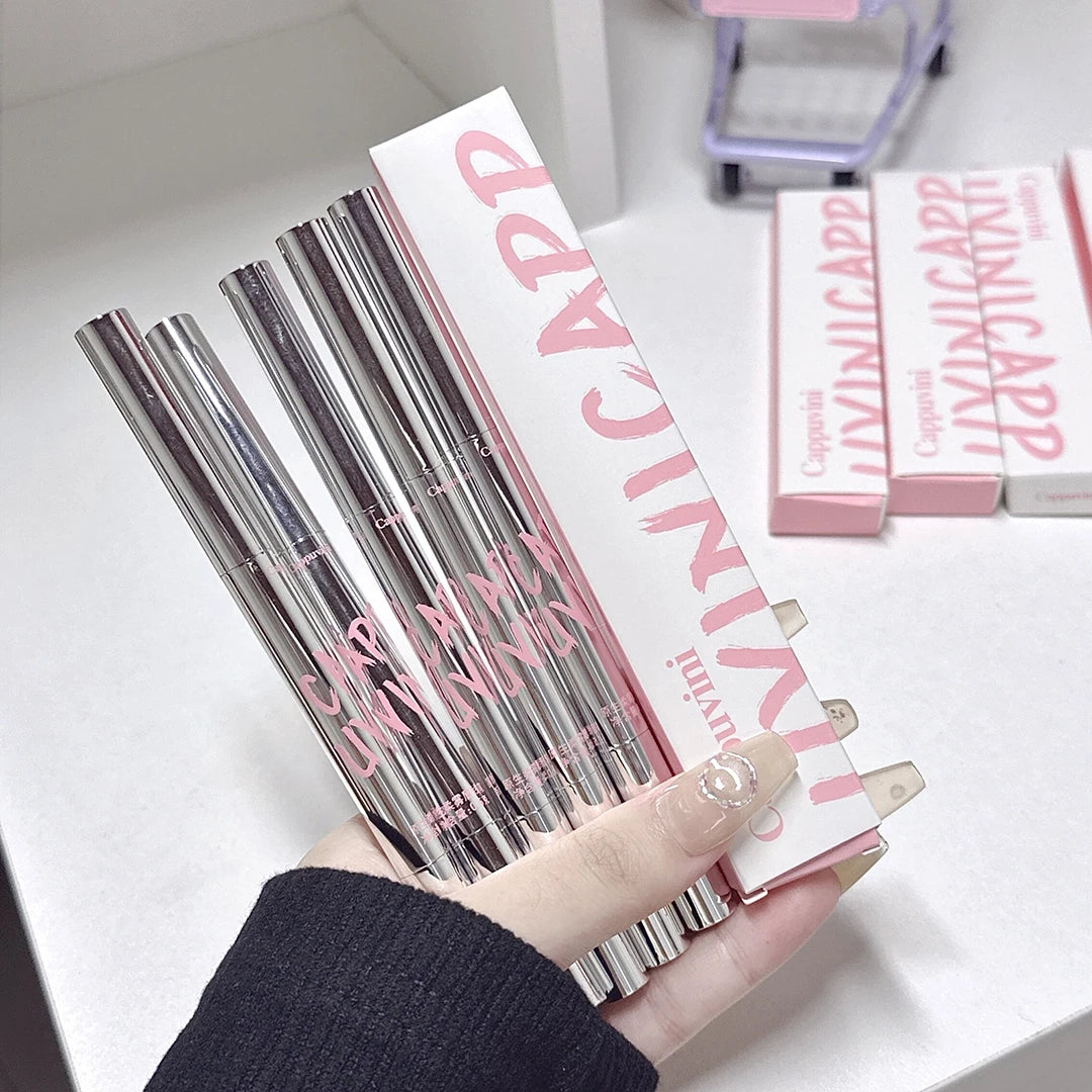 Lip Shadow Liner Pen Matte Lipstick Base Silver Tube Waterproof Lasting Lip Contouring Non-stick Cup Lipliner Pencil With Brush