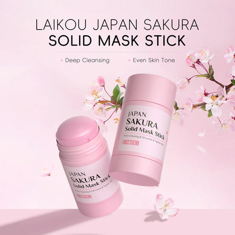 LAlKOU Sakura Solid Mud Face Mask Stick Reduces Blackhead Pores Oil Control Moisturizing Deep Cleanser Facial Face Mask 45g