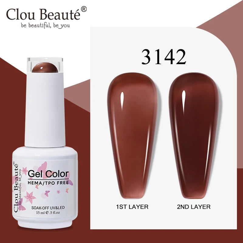 Clou Beaute Translucent Jelly Nude Pink Nail Gel Polish 15ml Vernis Semi Permanent Gel Colorful Varnish Nail Art Manicure Gel