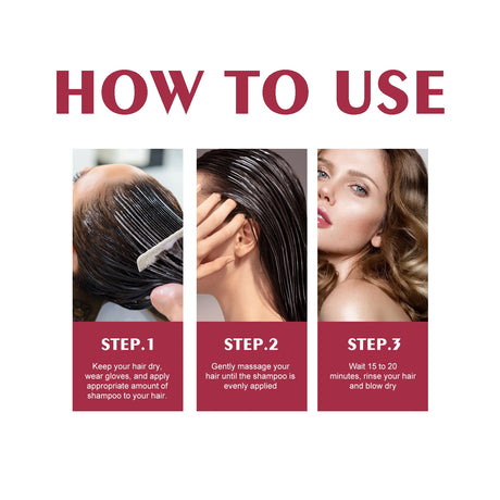 Fast-acting Hair Dye Shampoo Deep Wine Red 3 In 1 Natural Herbal Plant Extract Instant Coloring Shampoo For Gray White Hair Coverage Nourish Scalp