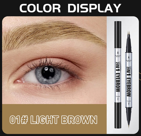 Natural Look Eyebrow Pencil Waterproof Sweat Proof Double Ended 2 in 1 Long Lasting Brow Definition Fill Shape