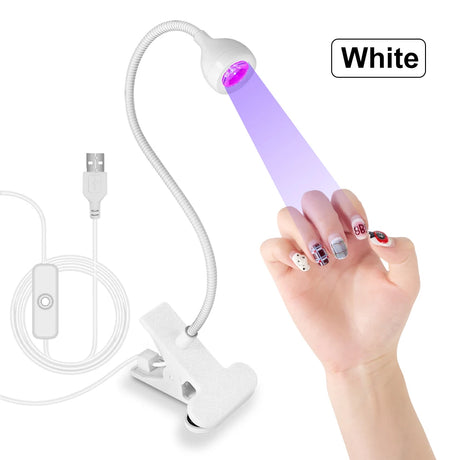Nail LED UV Lamp for Drying Gel Nails Polish Clip-On Flexible Desk Mini Portable USB Nail Lamp UV Light Dryer for Manicure Salon