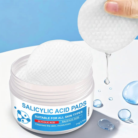 Disposable Salicylic Acid Facial Cleansing Cotton Pads Double Sided Exfoliating Wipes Oil Balancing Skin Care Pads Lightweight Portable Face Cleanser Sheets For Daily Morning Night Skincare