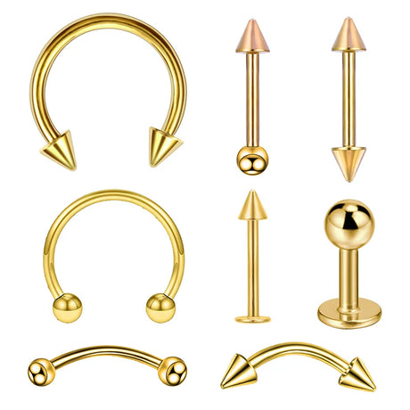 8PCS/Set Fashion Piercing Set Eyebrow Bar Lip Tongue Nose Pircing Stainless Steel Ear Studs Stainless Steel Mixed Body Jewelry