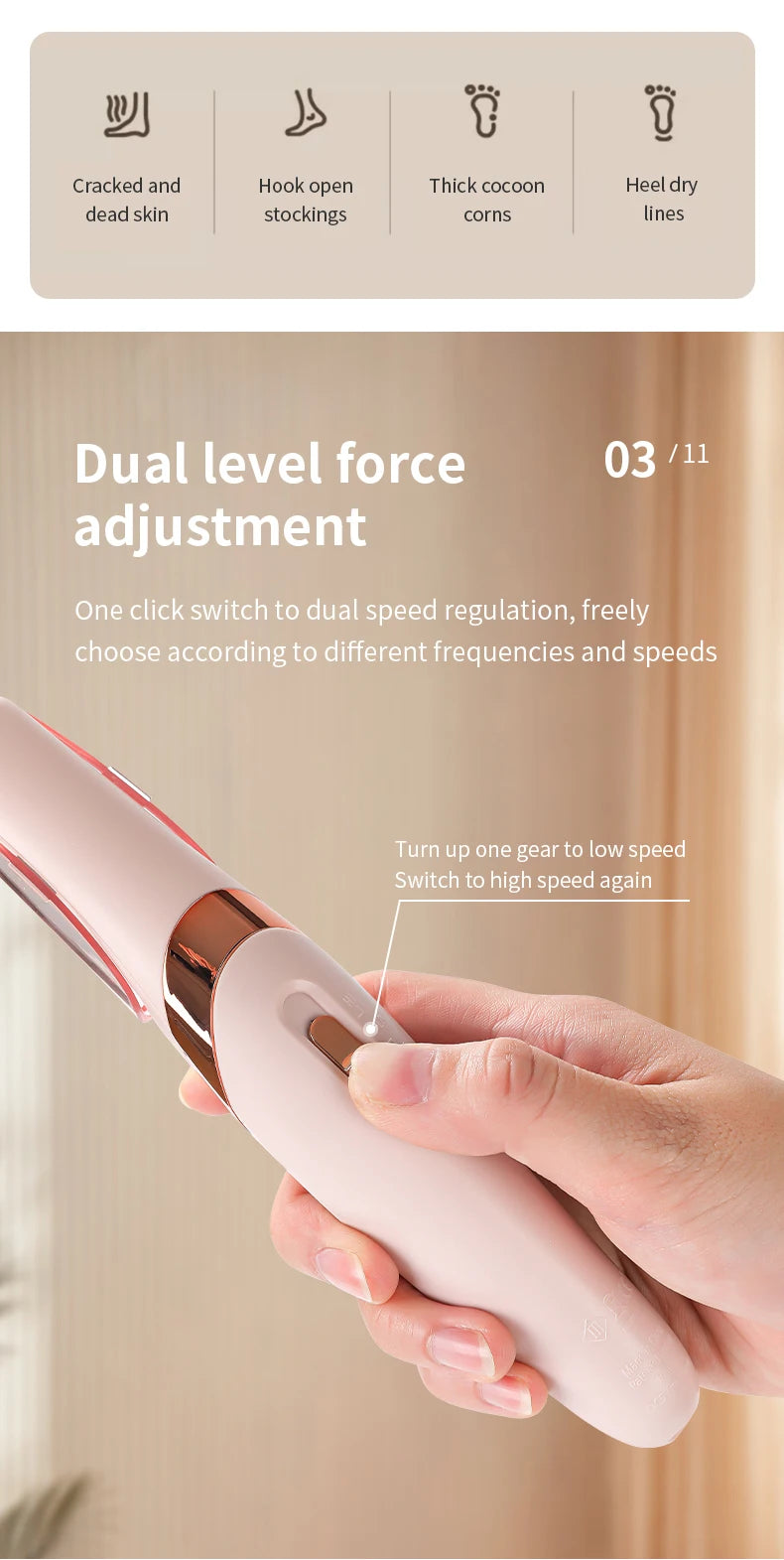 HOMEFISH Electric Foot Grinder Automatic Foot Callus Rubbing Pedicure Dead Skin Callus Remover for Foot Beauty Machine
