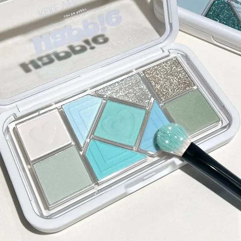 Mint diffuse pink blue small pink frame nine-color eyeshadow palette low saturation clear mint green pearl matte gentle pure des