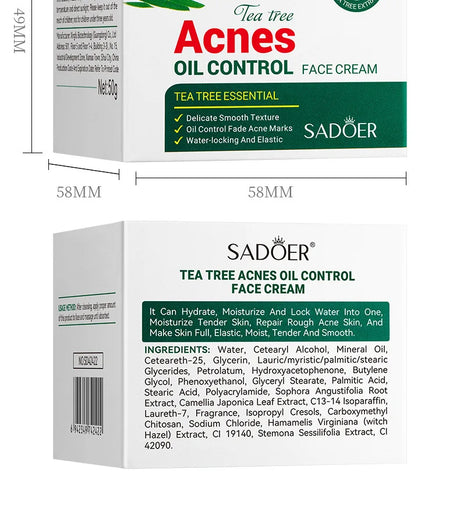 SADOER Tea Tree Acne Removing Face Cream Anti Acne Hydrating Oil Control Moisturizing Facial Creams Face Skin Care Products