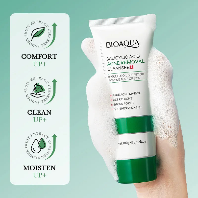 BIOAQUA Salicylic Acid Facial Cleanser Acne Treatment Moisturizing Oil Control Skincare Face Wash Foam Face Cleanser Skin Care