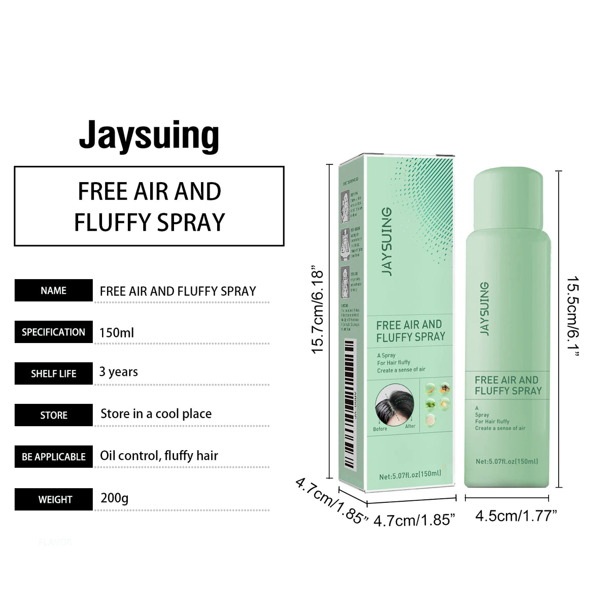 Volumizing Dry Shampoo Spray Oil Control Refreshing No Wash Instant Volume Lightweight Fluffy Root Lift Hair Mist All Hair Types