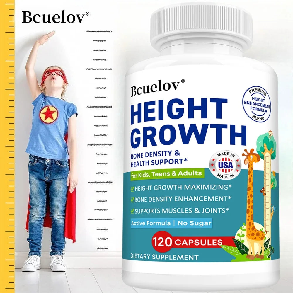 Natural Height Growth Capsules for Kids, Teens and Adults Zinc and Calcium Increase Peak Height Supplement Bone Strength