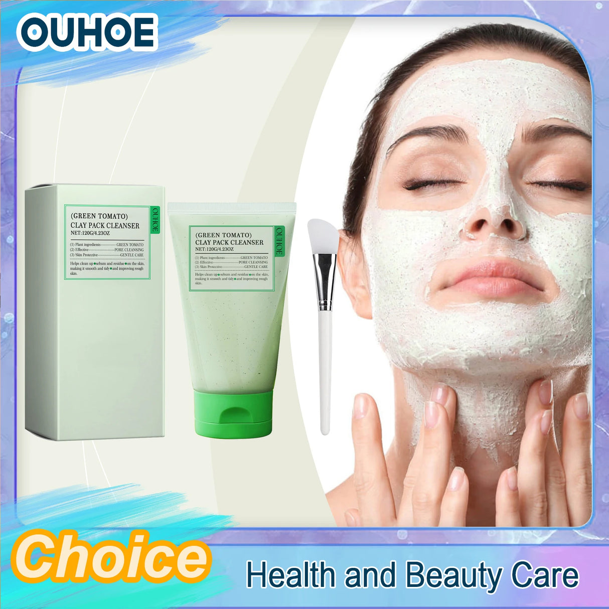 Green Tomato Mud Mask Cleansing Blackhead Pore Improve Rough Oil Control Moisturize Brighten No Irritation Facial Clay Cleanser