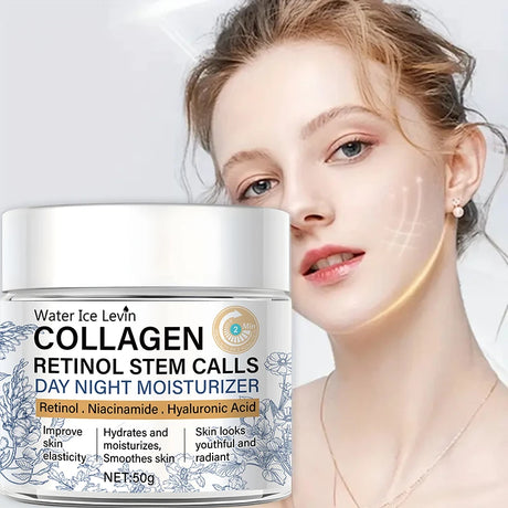 50g Collagen Retinol Stem Cell Day and Night Moisturizing Cream Retinol Niacinamide Hyaluronic Acid Improves Skin Elasticity Moisturizing and Nourishing