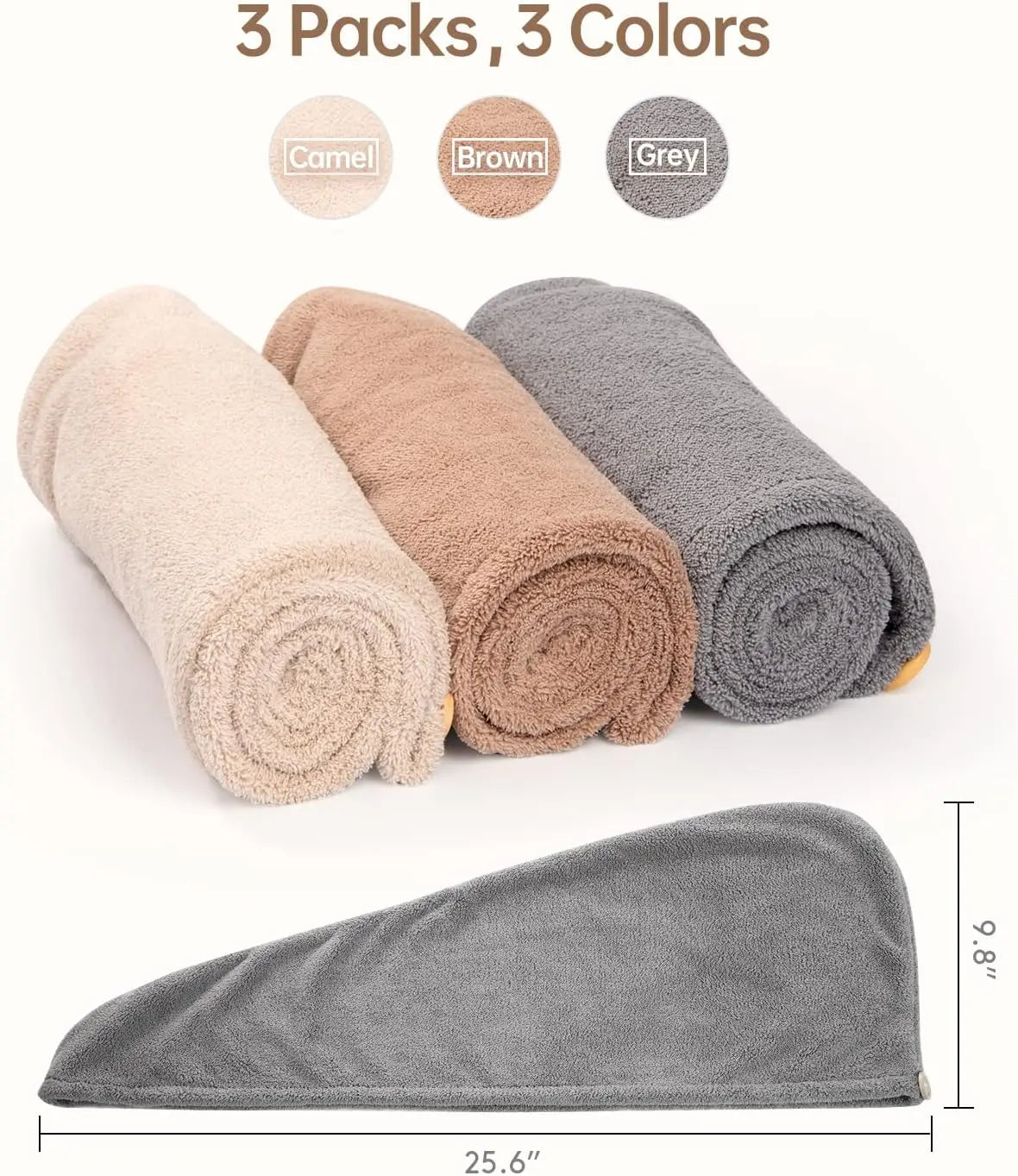 Button Up Hair Towel Wrap High Absorbency Microfiber Towels Curly Hair Girls' Quick Drying Towels Hair Drying Towels Hair Towel