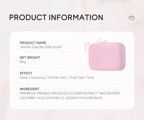 LAIKOU Sakura Facial Body Whitening Soap Reduces Acne Dark Spot Deep Cleaning Cutin For Face Body Skin Care 90g 