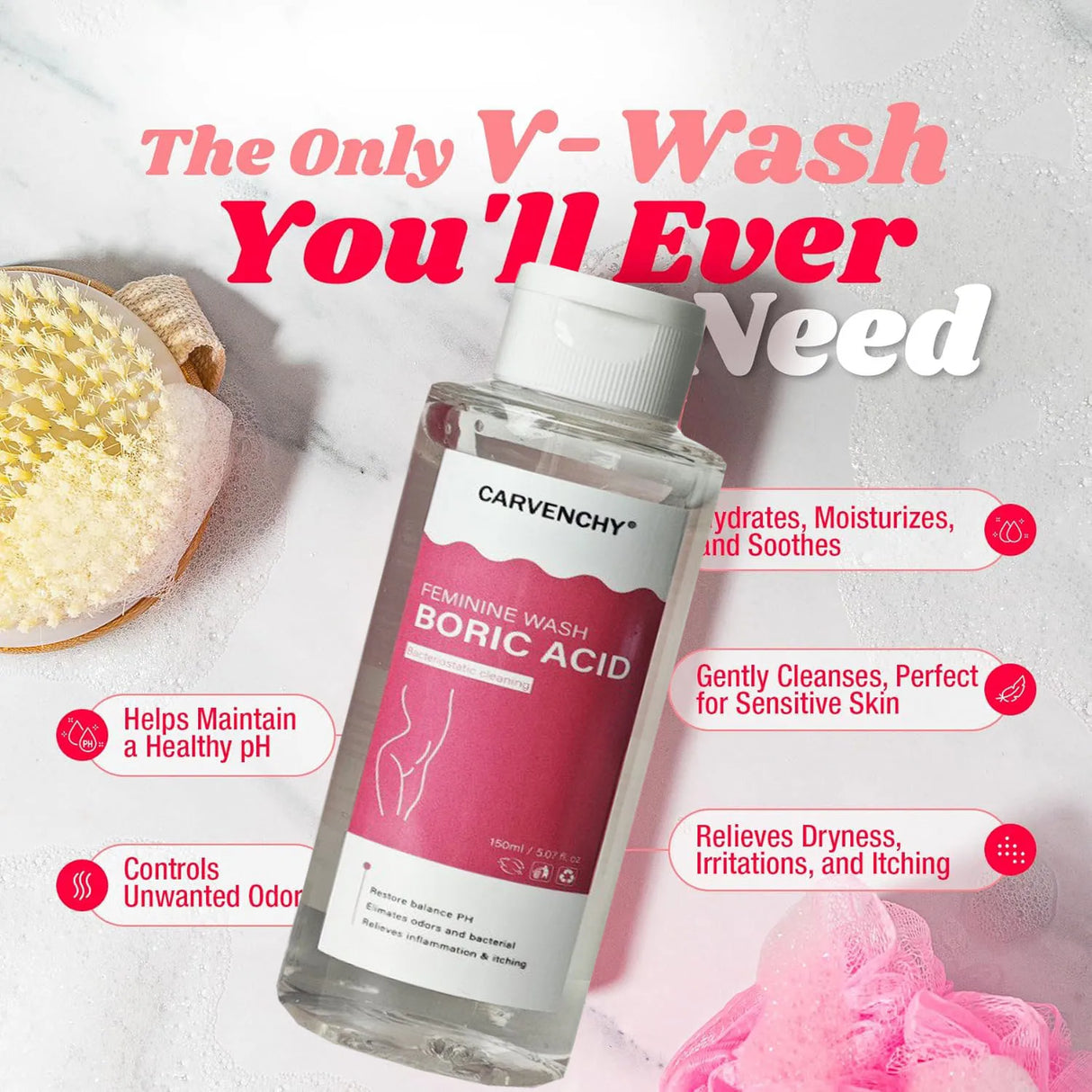 pH Balance Feminine Wash with Boric Acid | Supports Odor Control | Cleanses Discharge | Promotes Healthy Intimate Balance