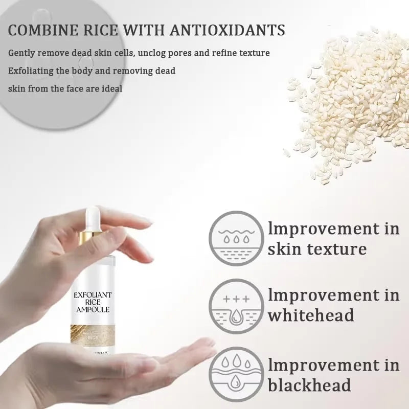 Black&White Rice Exfoliating Essence Dead Skin Remover Facial Glowing Replenisning Shrink Pore Hyaluronic Acid Brightening Serum