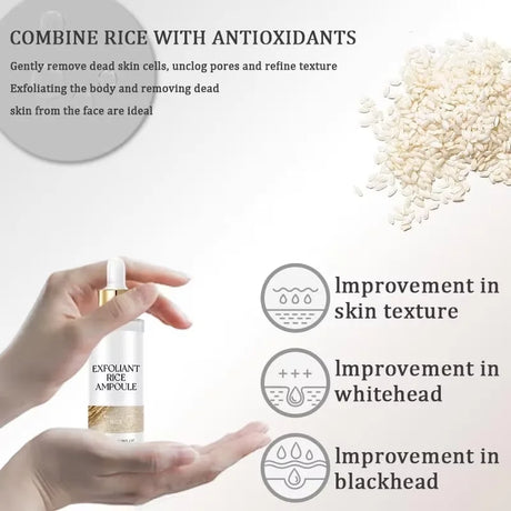 Black&White Rice Exfoliating Essence Dead Skin Remover Facial Glowing Replenisning Shrink Pore Hyaluronic Acid Brightening Serum