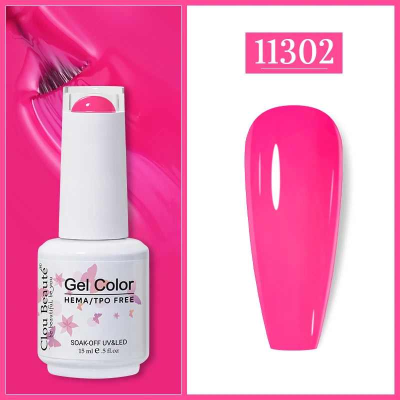 Clou Beaute Gel Nail Polish Neon Brown Royal Blue Red Green Pastal Nude Nail Art Varnishes Gel Lacquer HEMA/TPO FREE UV Gel Nail