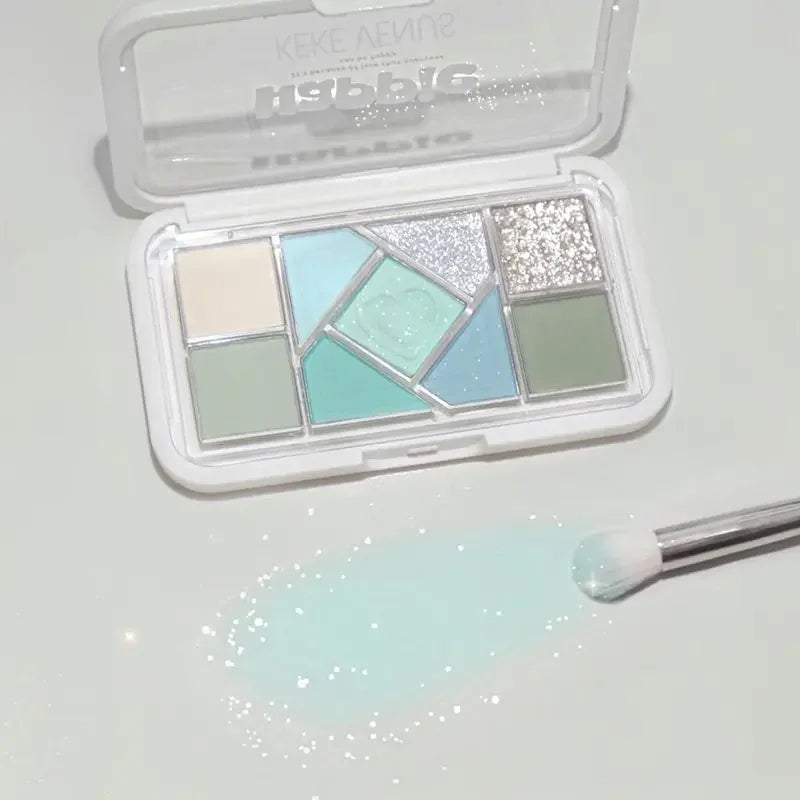 Mint diffuse pink blue small pink frame nine-color eyeshadow palette low saturation clear mint green pearl matte gentle pure des