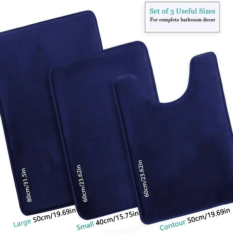 Three Piece Toilet, Bath Floor Mat, Shower Mat, Bath Absorbent Mat, Non Slip Carpet, Soft and Comfortable, Laundry Room.