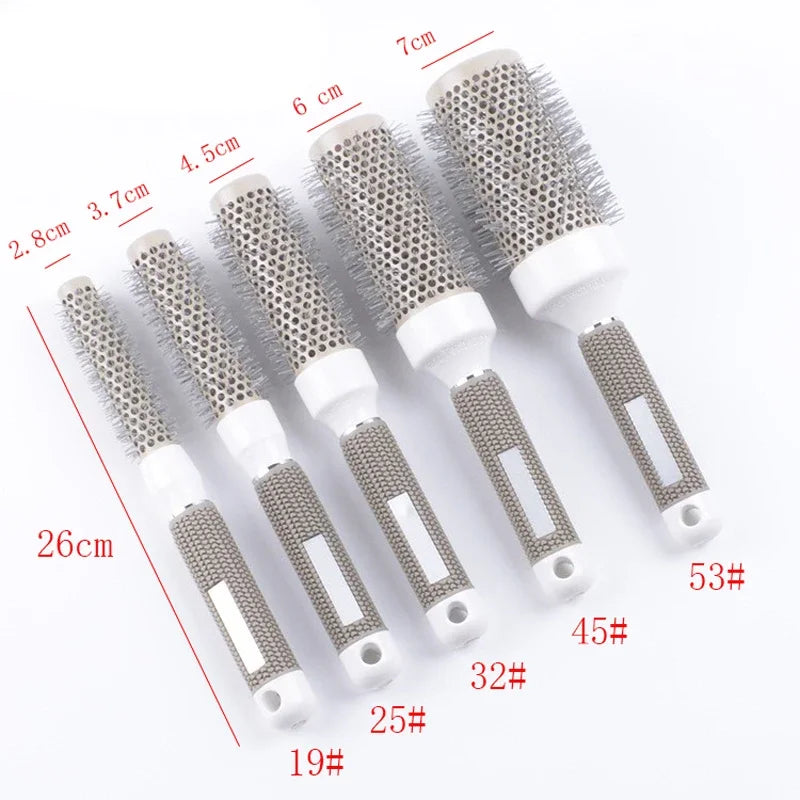 6 Size Hair Brush Nano Hairbrush Thermal Round Barrel Comb Hairdressing Hair Salon Styling Drying Curling Blow Dry Hair Brush