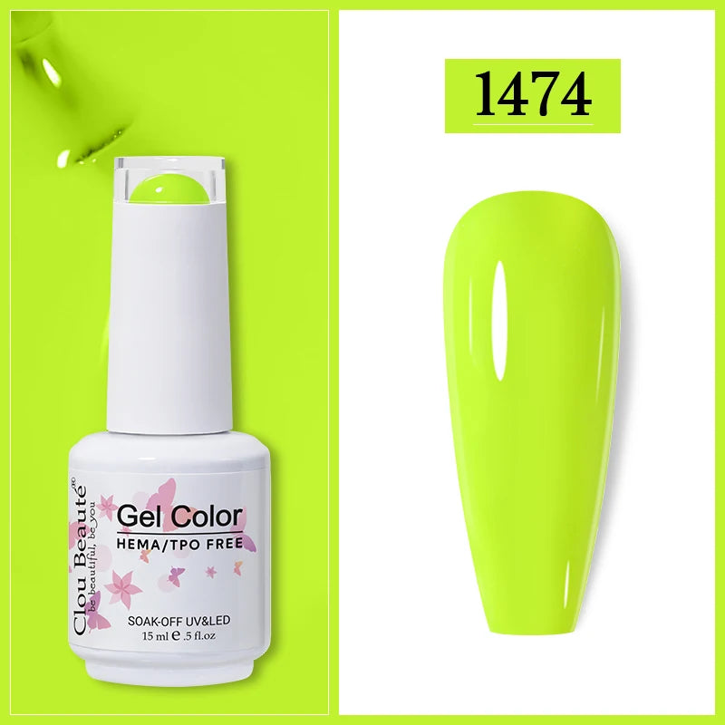 Clou Beaute Gel Nail Polish Neon Brown Royal Blue Red Green Pastal Nude Nail Art Varnishes Gel Lacquer HEMA/TPO FREE UV Gel Nail