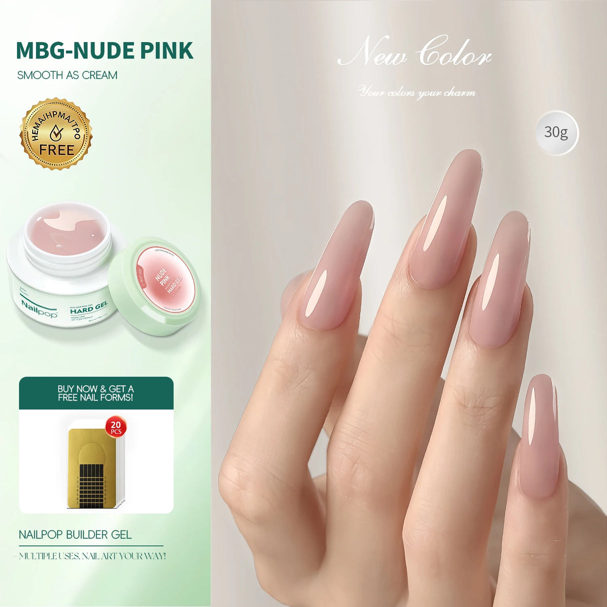 Nailpop Milky Smooth Builder Gel 30/100g for Nail Extension Long Lasting Quick Building UV Gel Soak Off Nail Art Design DIY