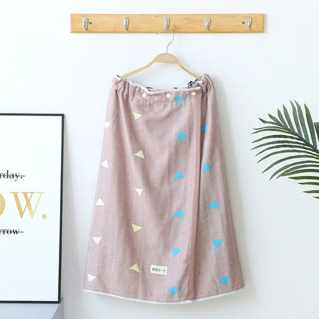 Wearable Cotton Bath Towel for Men and Women, Bath Skirt Wrap with Button, Shower Sauna, Spa Body Robe, Beach Towel, 140x70cm