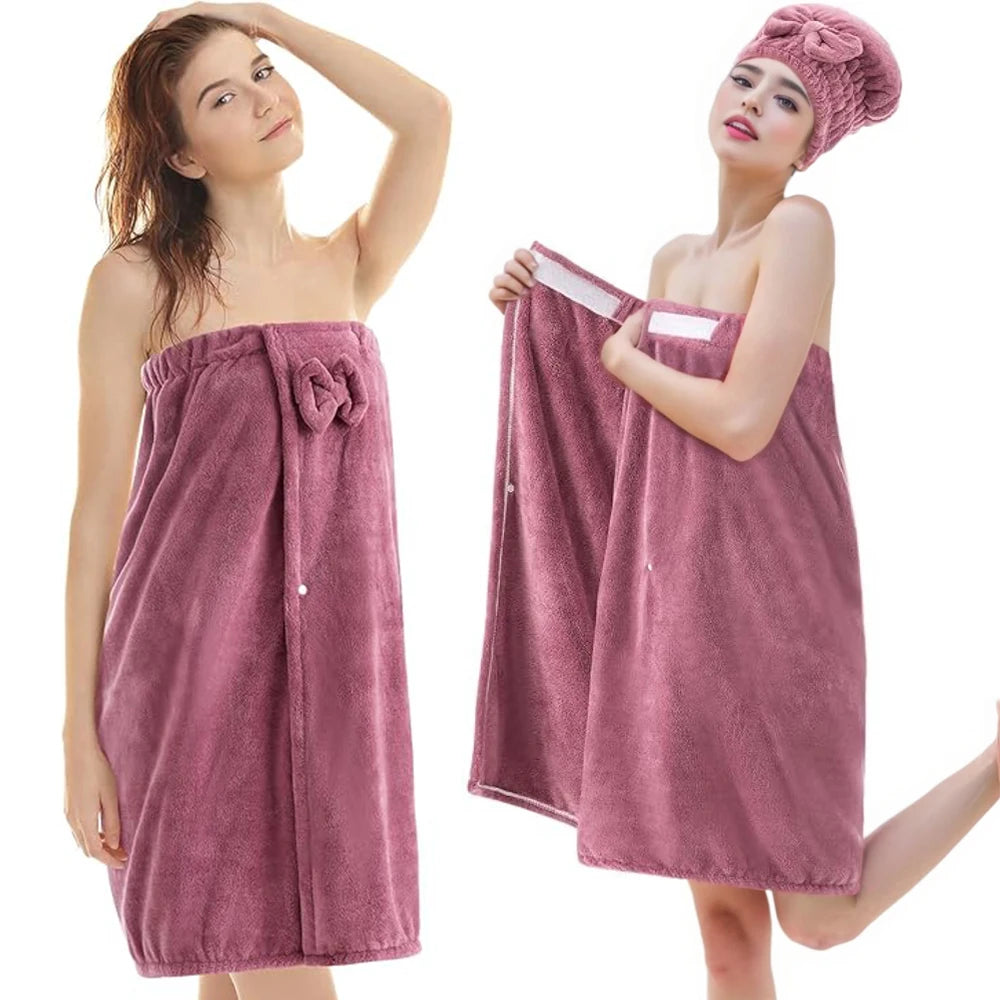 Womens Wrap Towel with Hair Towel Bath Towel Wrap Shower Dress Towel Spa Wraps for Women's Bathrobe