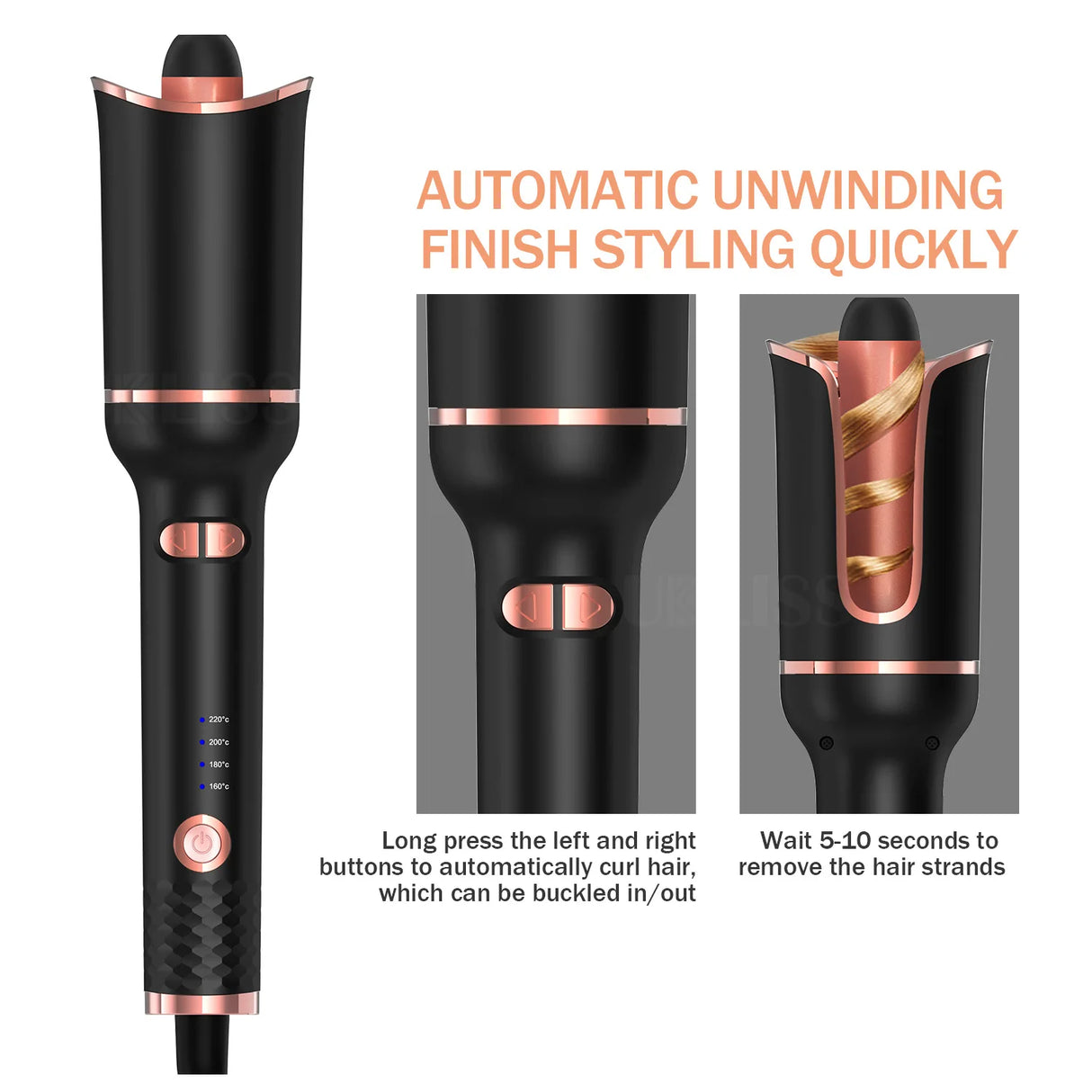TINSOL Professional curling irons Ceramic auto-rotating air curling irons Air spinning rod styler Curling irons Styling tools