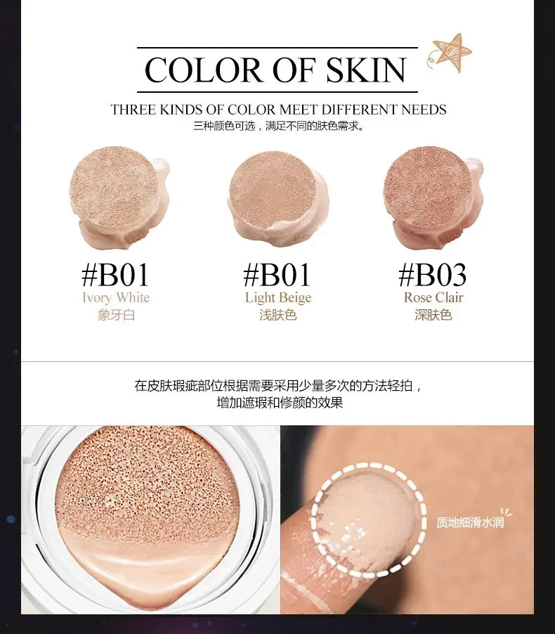 BB Air Cushion Foundation CC Cream Concealer Whitening Long Lasting Waterproof Moisturize Brighten Oil-control Makeup Cosmetics