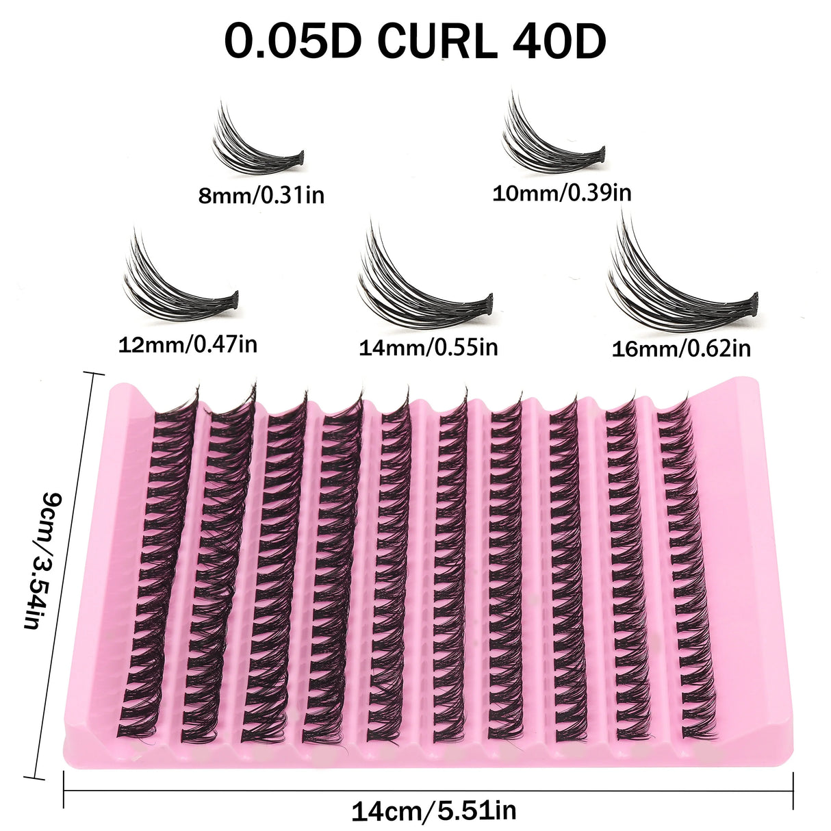 40D Thickness, Mixed Length 8-16mm, D Curl Natural & Anime Look, Reusable Individual Lash Clusters, Lightweight 3D Mink Effect.