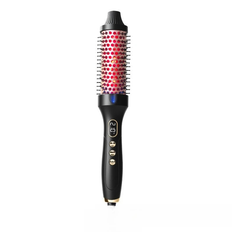 Fluffy Comb Straight Hair Curling and Straightening Dual Purpose Curling Brush PTC Heating Red Light Hair Care Curling Iron