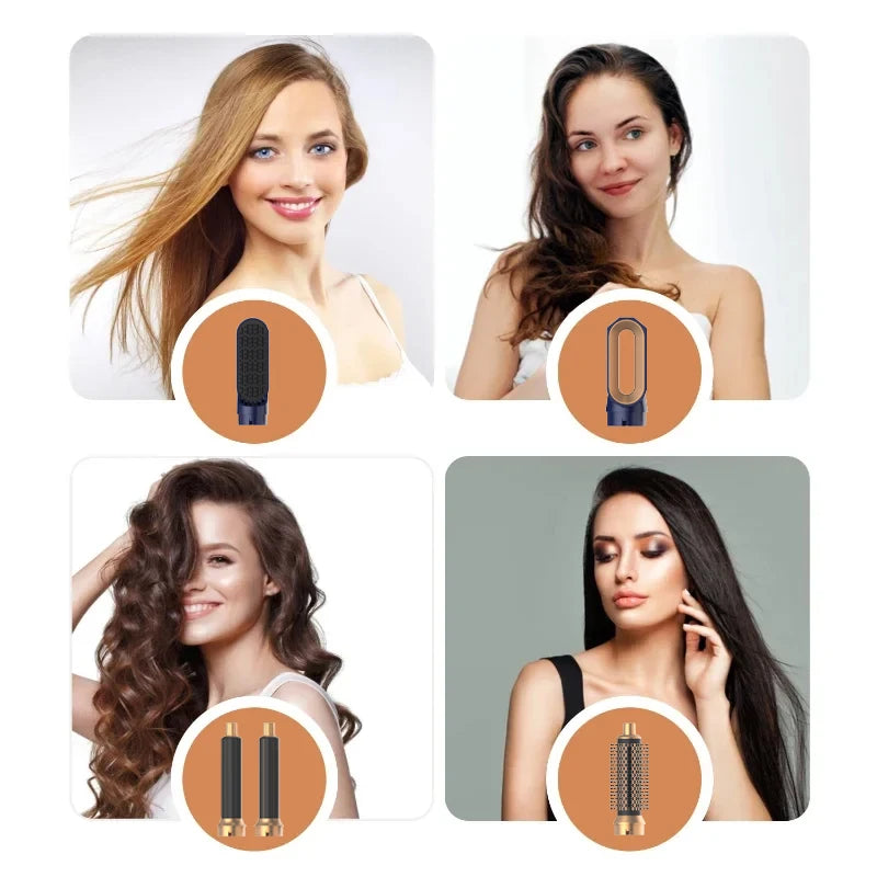 5 in 1 Hair Styler Powerful Fast Drying Ionic Hair Dryer High Speed Hot Comb Brush Set Professional Hair Straightener