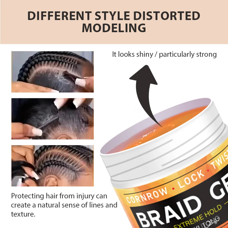 Styling Braiding Gel Wax Carbomer Long Lasting Strong Hold Pomade Anti-Frizz Smooth Hair Finishing Shaping Hair Edge Control