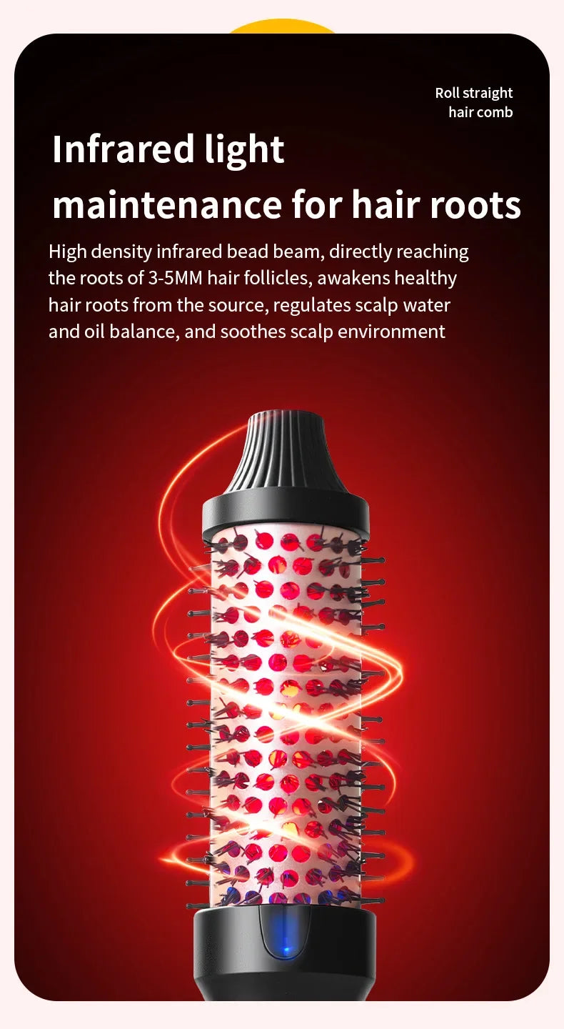Fluffy Comb Straight Hair Curling and Straightening Dual Purpose Curling Brush PTC Heating Red Light Hair Care Curling Iron
