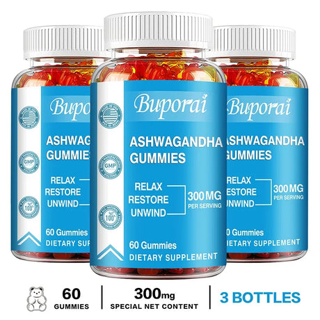Ashwagandha Gummies - Relieve Stress, Enhance Memory, Focus, Promote Immune and Nervous System Health and Metabolism