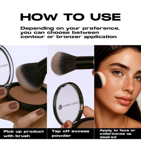 Professional matte contour powder tray creates a 3D facial contour, with long-lasting bronzing powder for setting makeup
