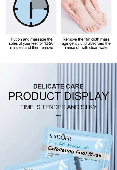SADOER Exfoliating Feet Mask Exfoliating Foot Peel Mask Socks Pedicure Peeling Dead Skin Remover Feet Mask Peel Moisturizing