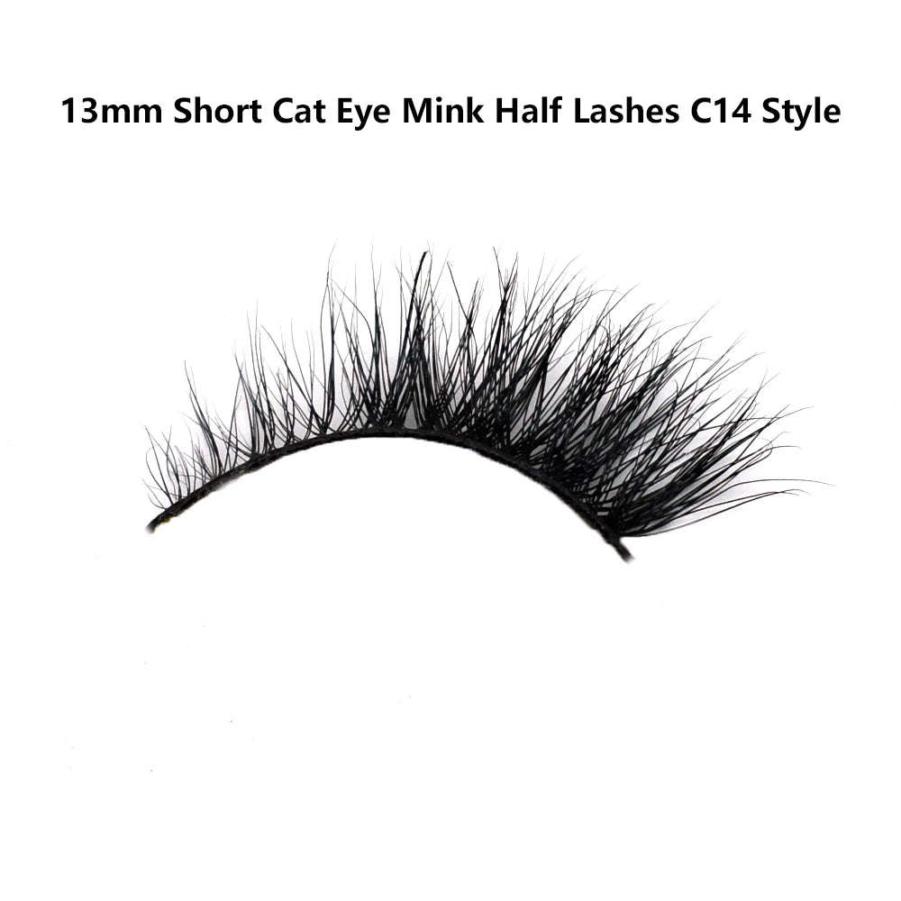 Half Lashes Mink Eyelashes Fluffy Soft False Eyelashes Wispy Cross Mink Eye Lashes Natural Short Mink Eyelash Extension Makeup