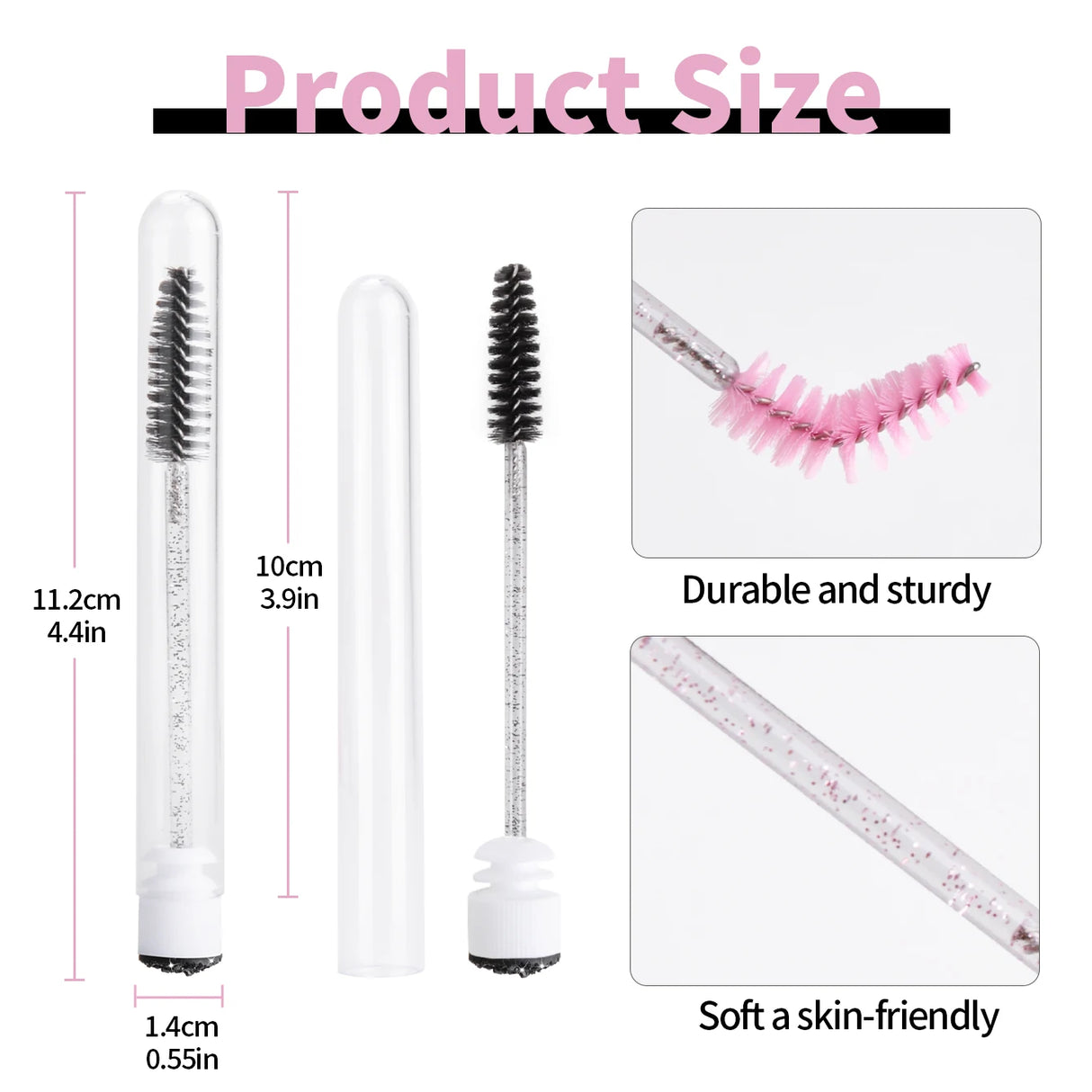 100Pcs Disposable Eyelash Brushes Reusable Eyelashes Brush Tube Mascara Wands Tubes Dust-proof Lash Spoolies Storage Makeup Tool