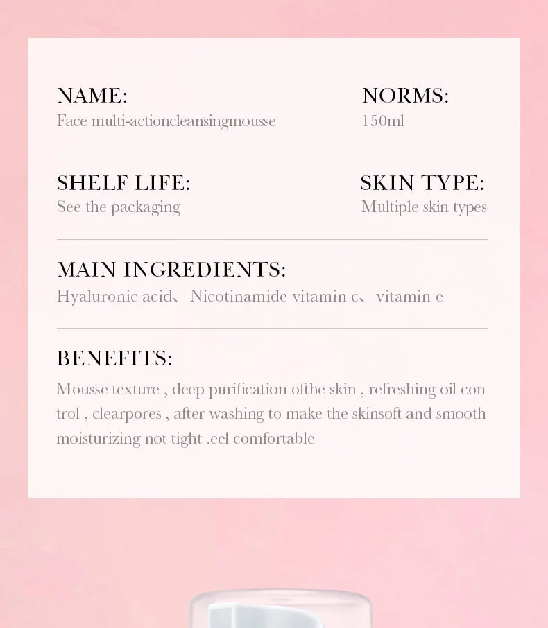 SADOER 4 in 1 Facial Mousse Face Wash Foam Facial Cleanser Moisturizing Brightening Hydrating Face Cleansing Skin Care Products