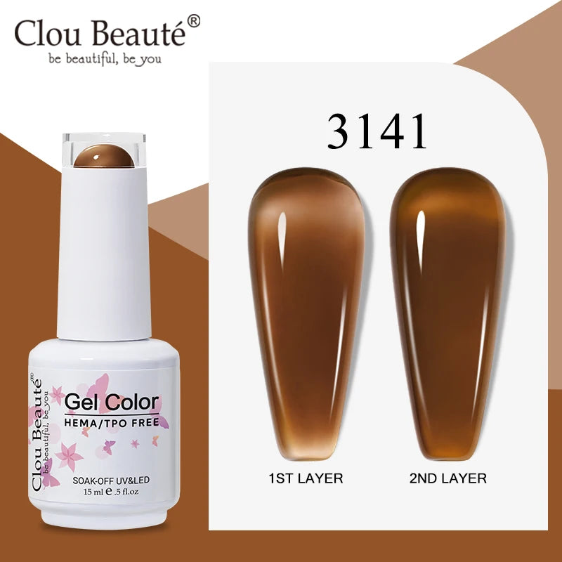 Clou Beaute Translucent Jelly Nude Pink Nail Gel Polish 15ml Vernis Semi Permanent Gel Colorful Varnish Nail Art Manicure Gel