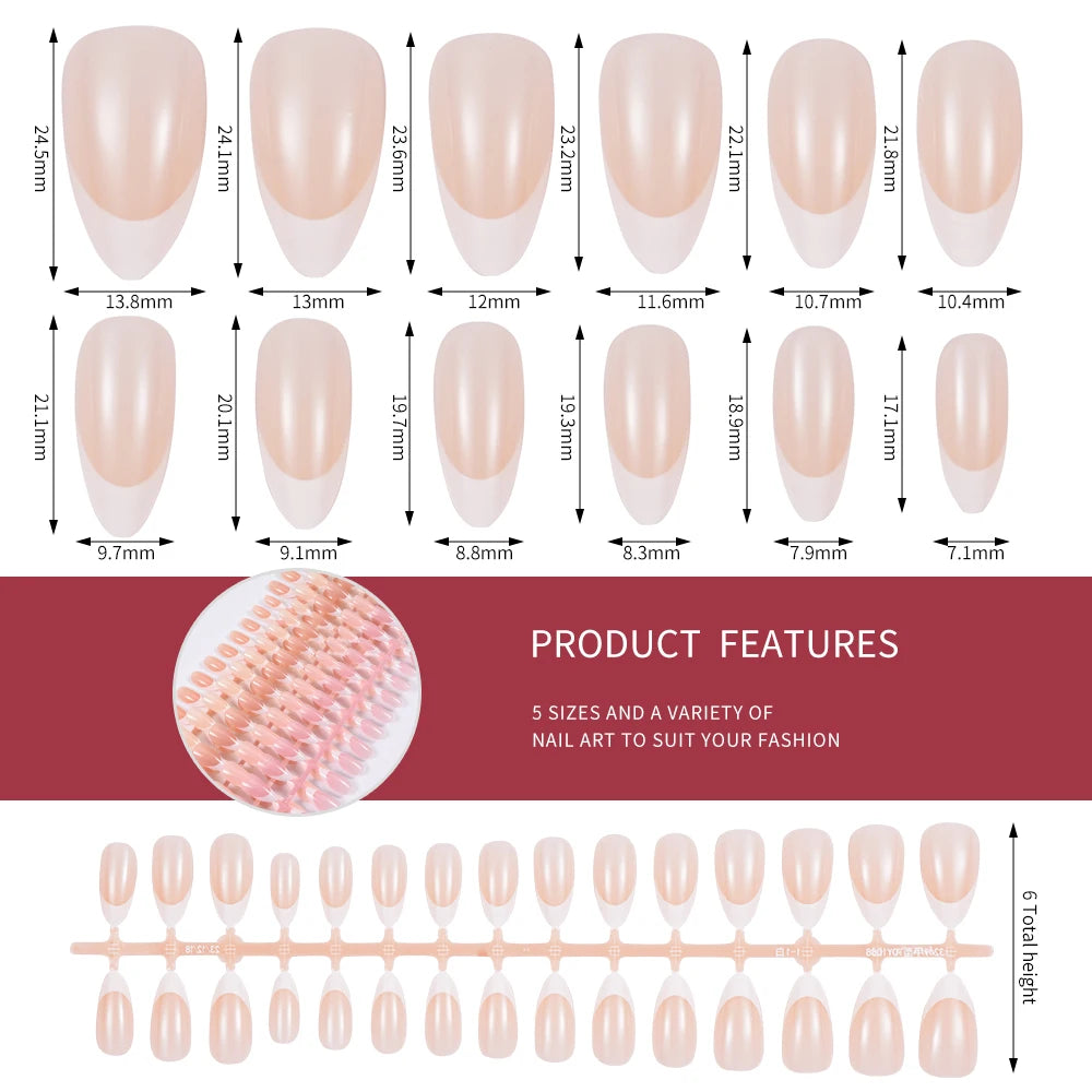 120/150pcs Matte White French Gel Nail Tips Medium Almond Nude Press On Nails 0.75-2.6cm Pink/Nude ABS Soft Gel Nail Flase Tips
